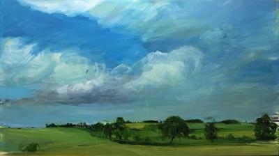 landscape-  Binham High summer's day by Chloe Mandy, Painting, Oil on canvas