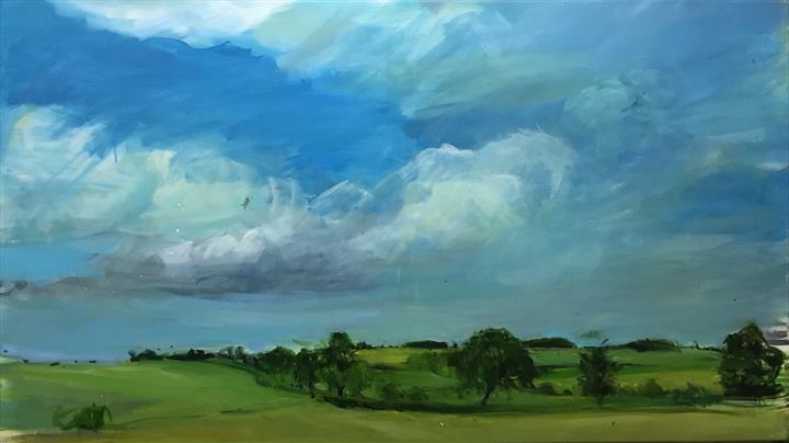 landscape-  Binham High summer's day by Chloe Mandy, Painting, Oil on canvas